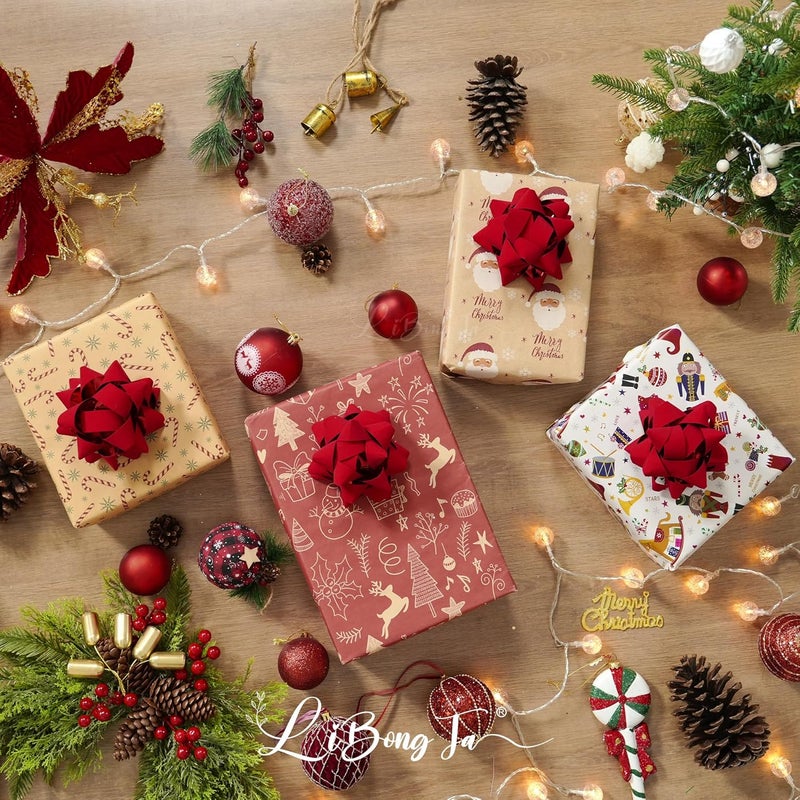 LiBongTa 4.5 Inch Red Velvet Ribbon Gift Bow Decorative Bows, Premade Valentine Bows for Gift Wrapping Self Adhesive, Wrapping Bows for Presents, Party Favor, Holiday, Wedding, Birthday-12 Counts - Image 4